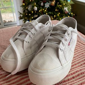 SUPERGA 38 white platform sneakers